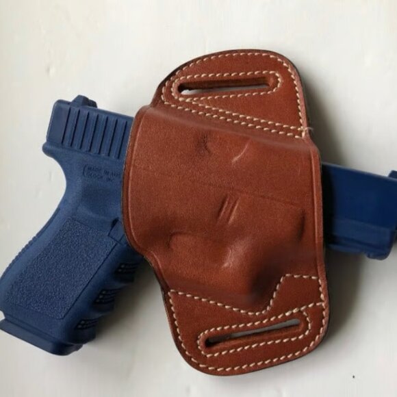 GLOCK 19 Walther PPQ OWB Quick Slide Leather Holster Black  ONLY - Picture 3 of 5